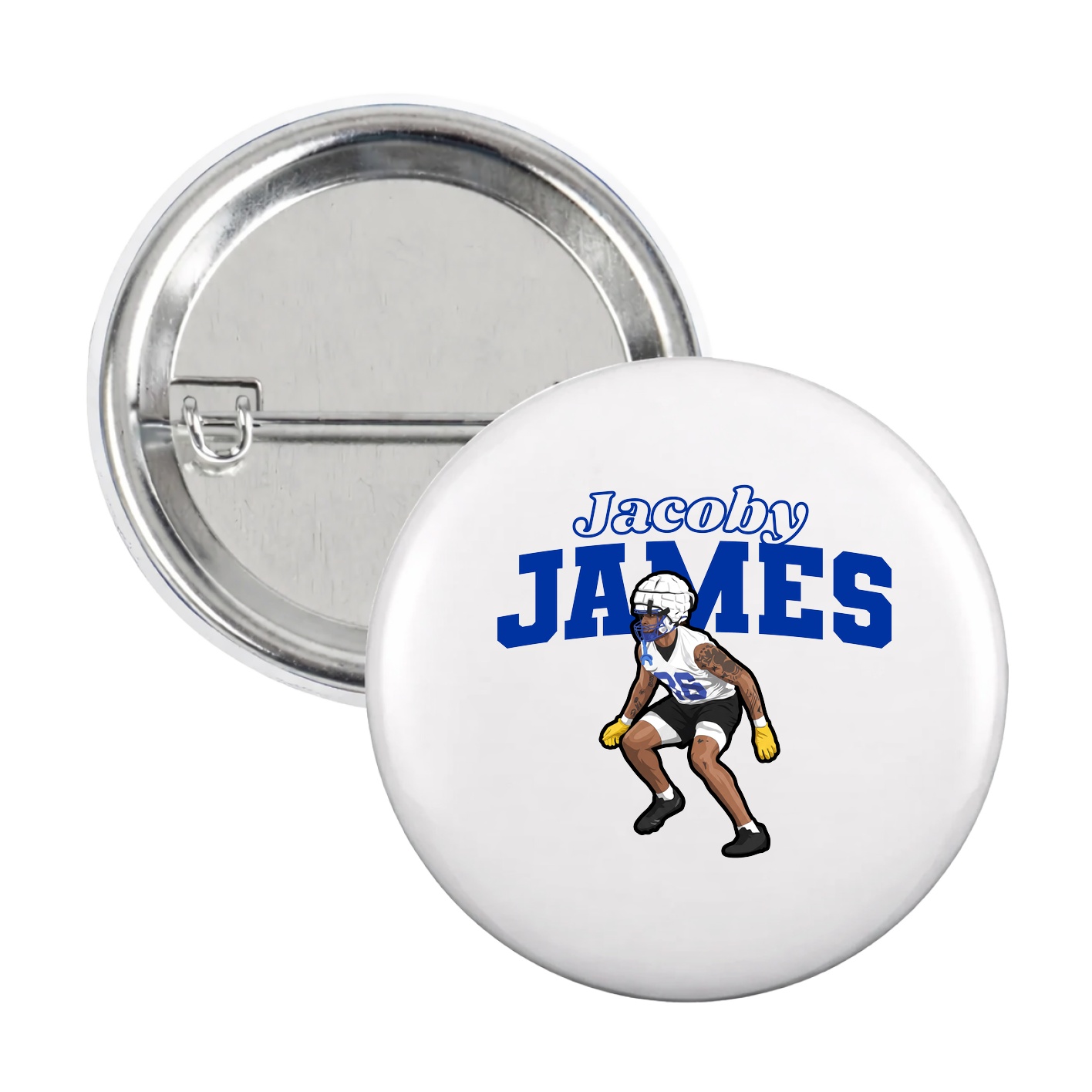 Game Day Button — Name Arch in White