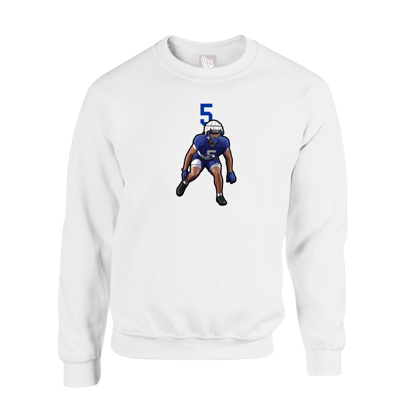 Fleece Crew — Number Top in White