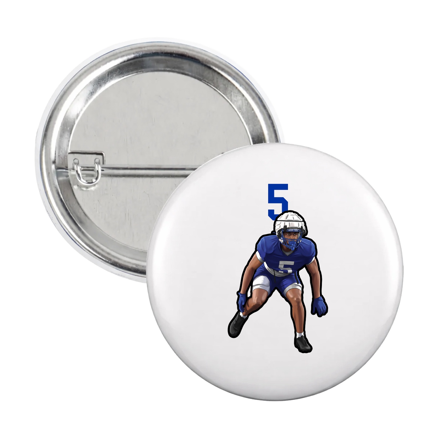 Game Day Button — Number Top in White