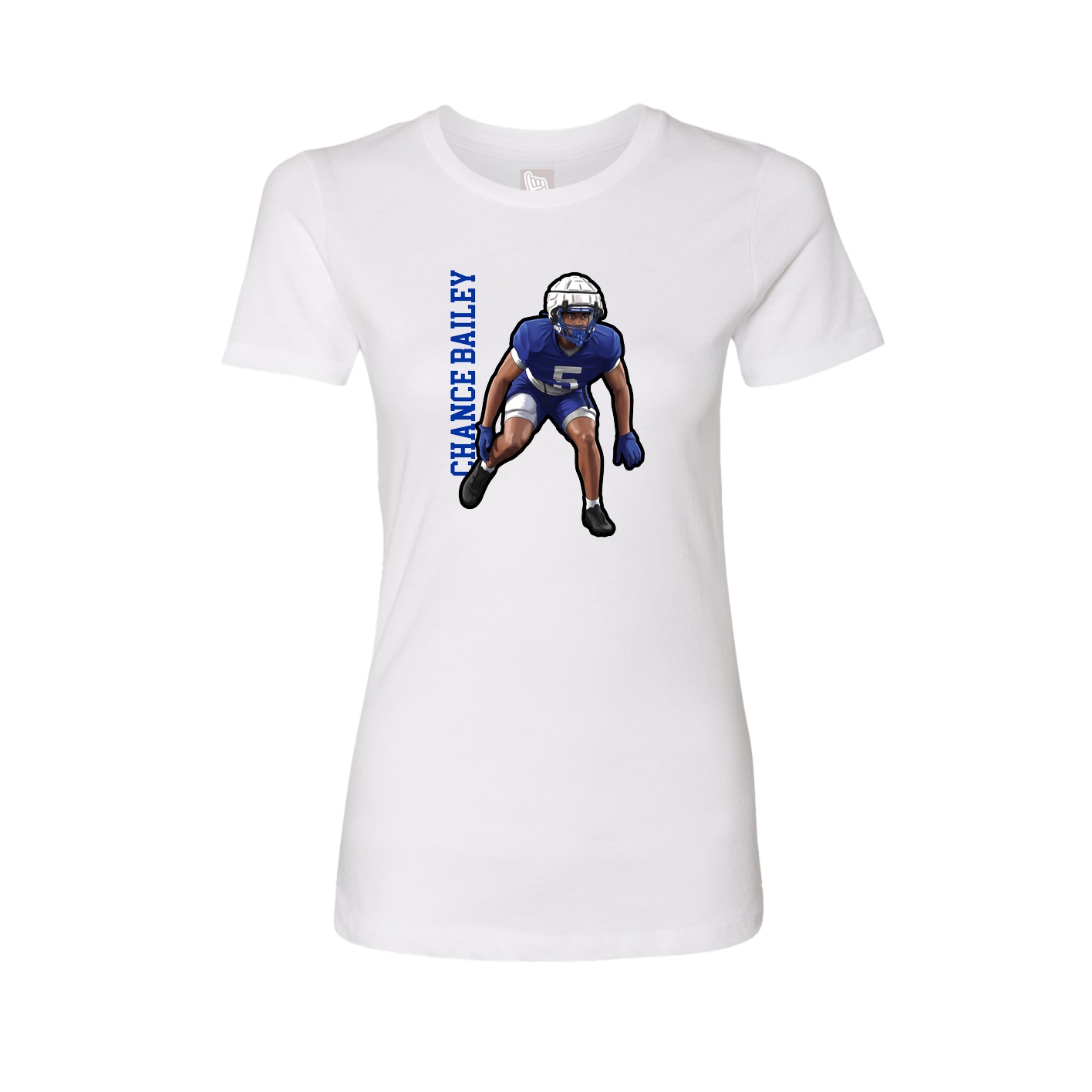 Fitted Women's Tee — Name Vertical in White