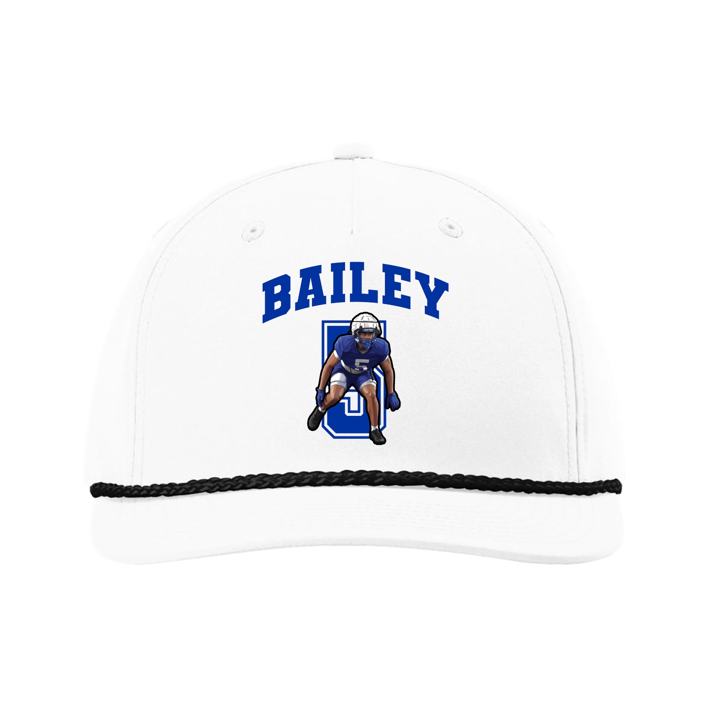 Five-Panel Classic Rope Cap — Number in White