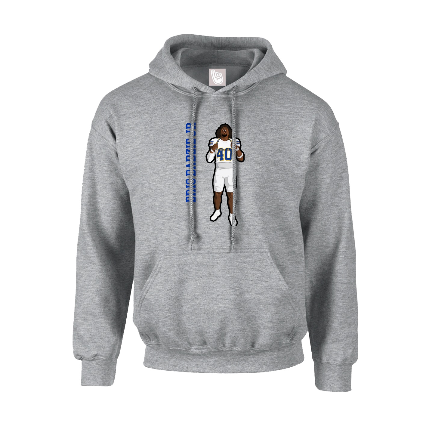 Hoodie — Name Vertical in Grey