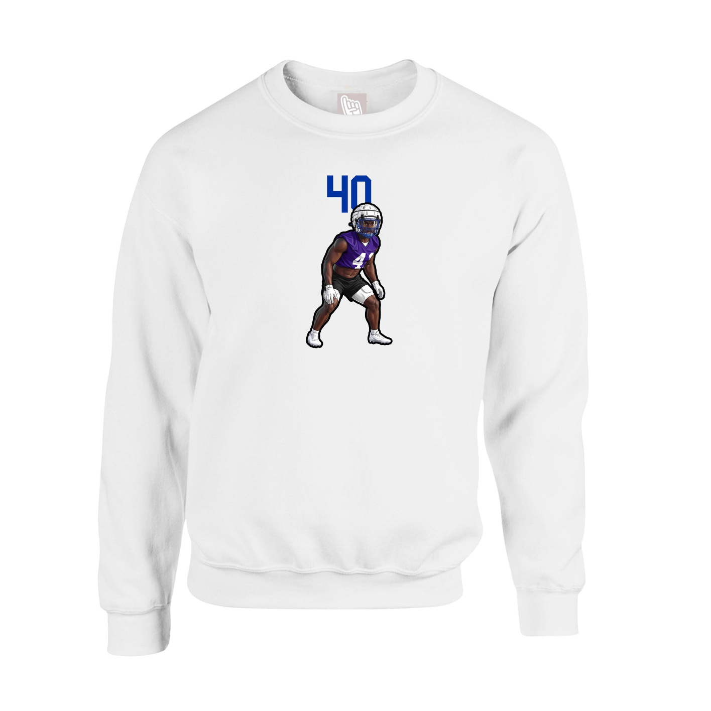 Fleece Crew — Number Top in White