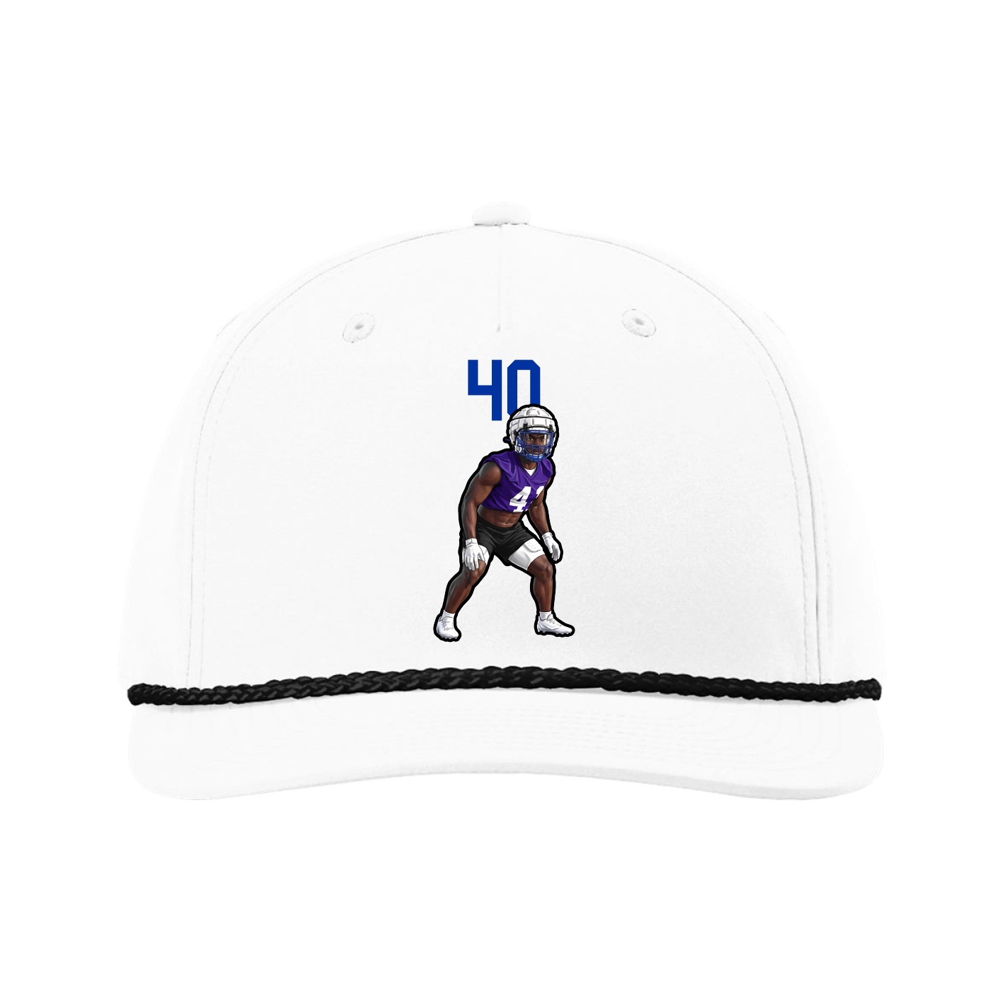 Five-Panel Classic Rope Cap — Number Top in White