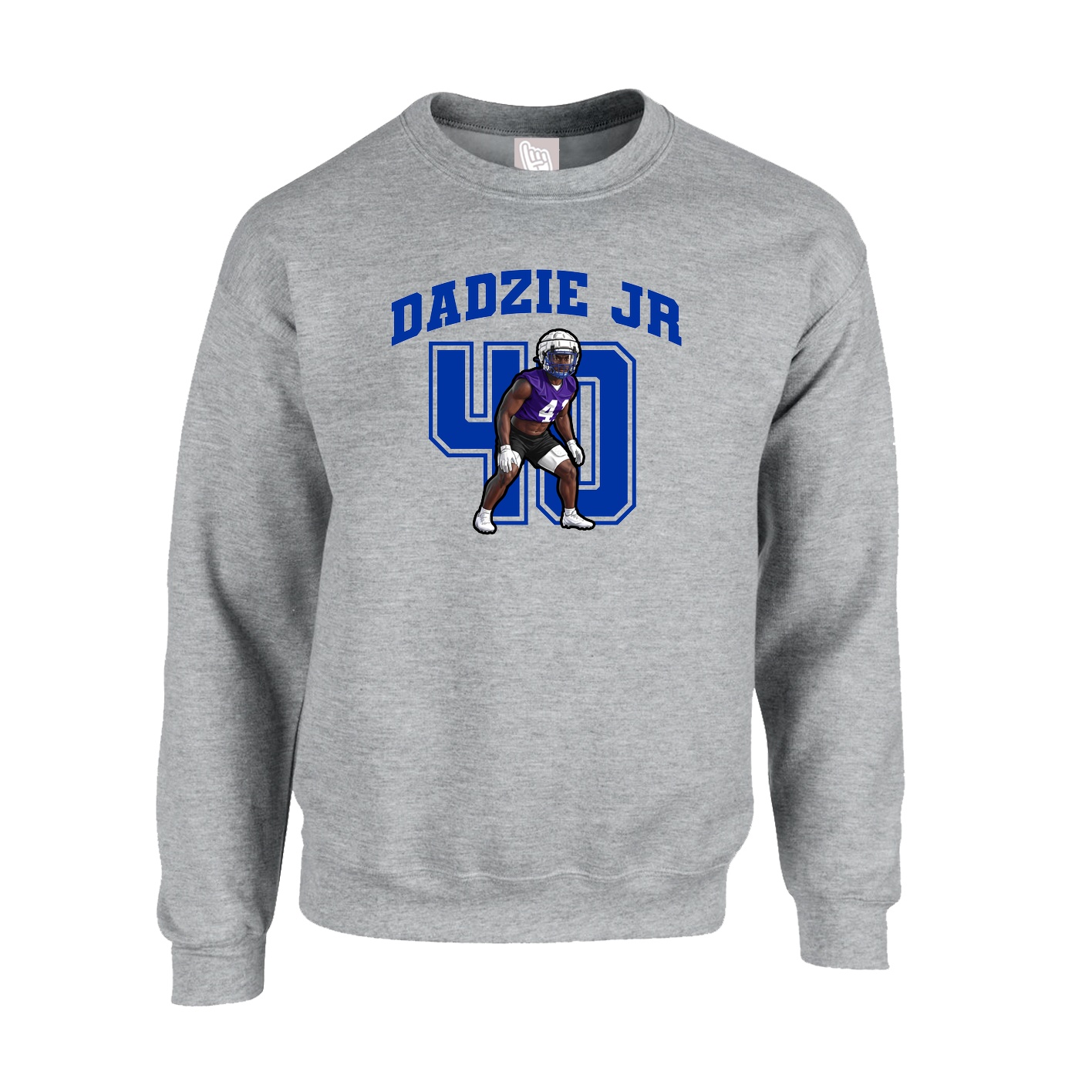 Fleece Crew — Number in Grey
