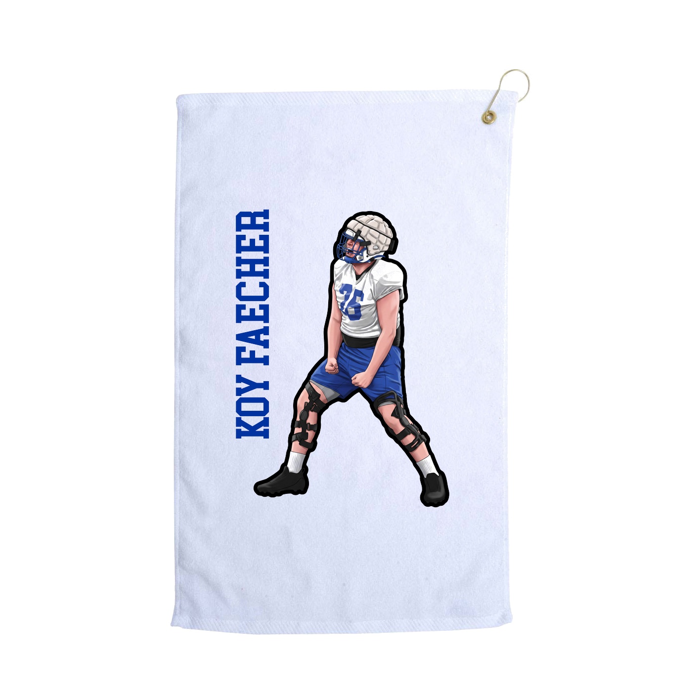 Golf Towel — Name Vertical in White
