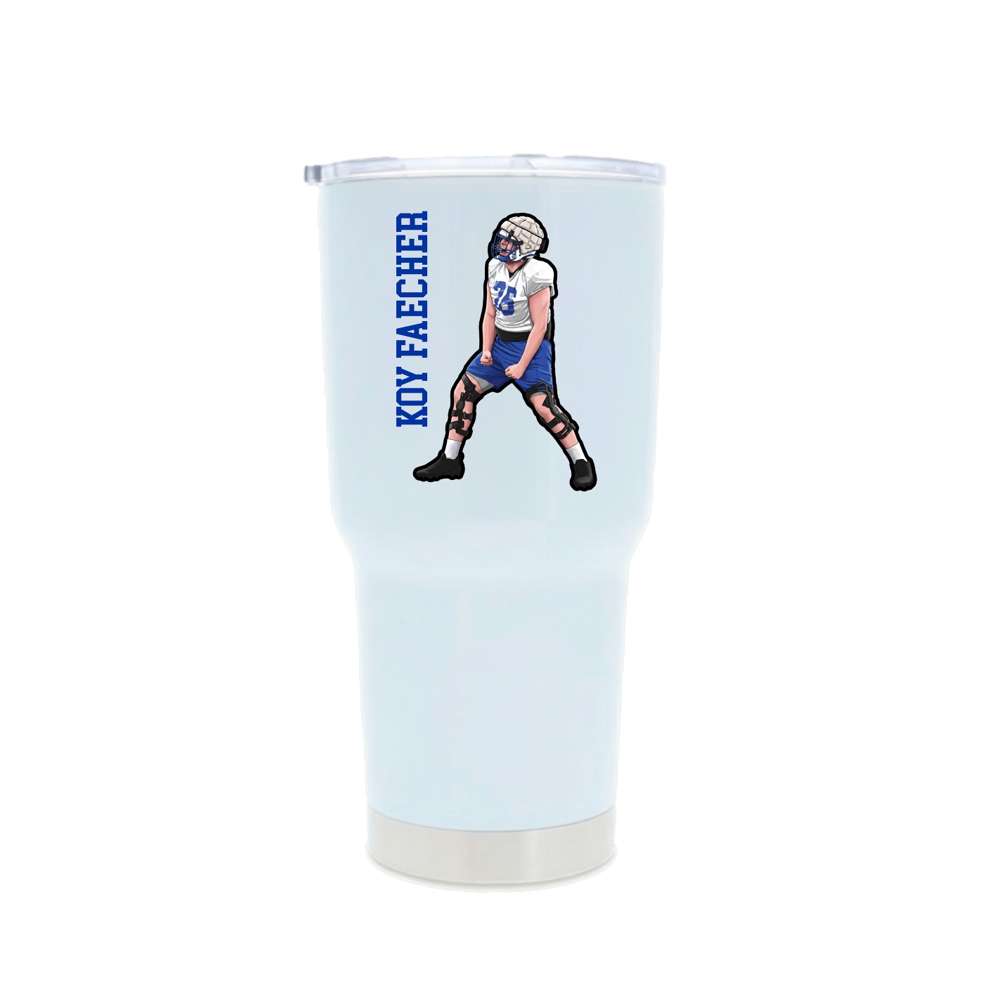 30oz Stainless Steel Tumbler — Name Vertical in White