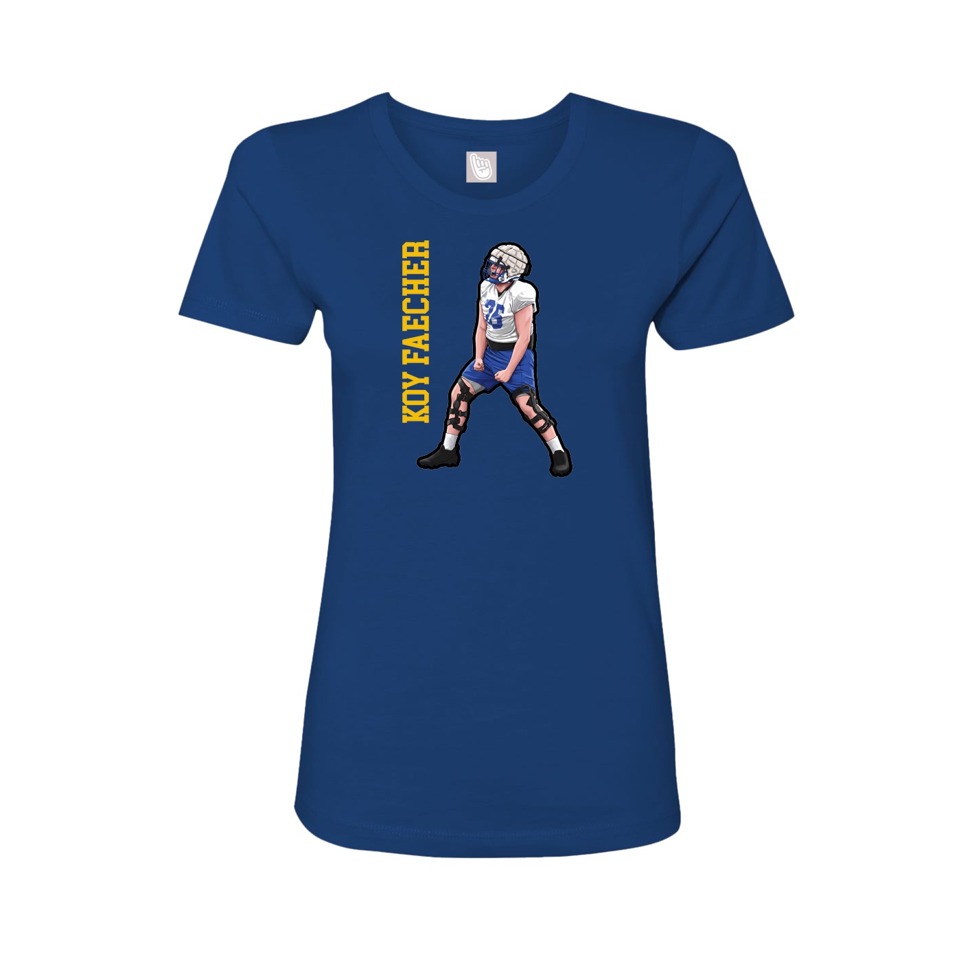 Fitted Women's Tee — Name Vertical in Royal
