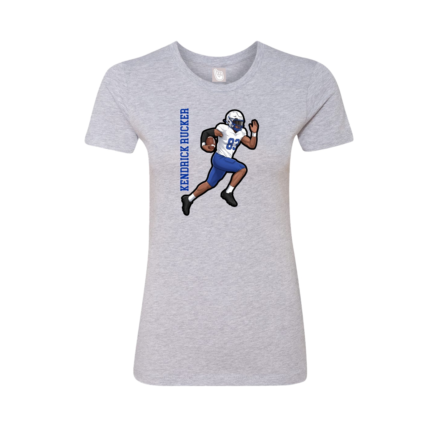 Fitted Women's Tee — Name Vertical in Grey