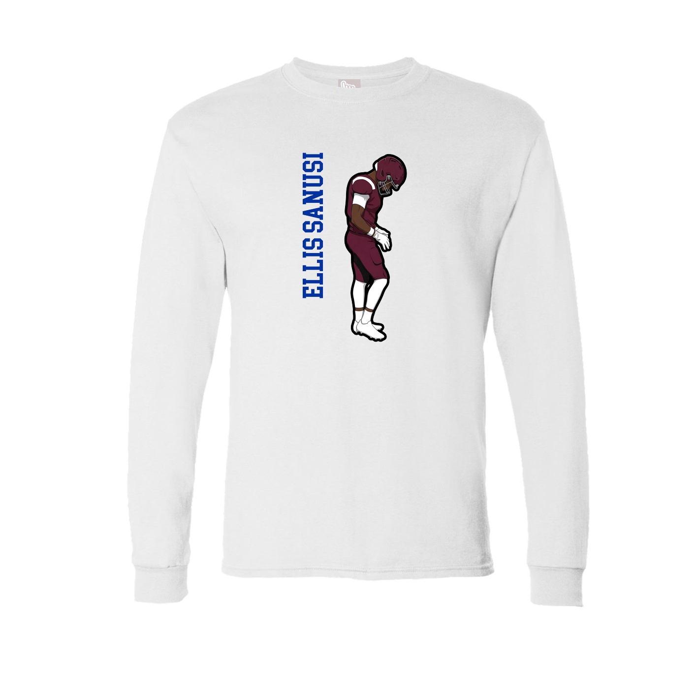 Long Sleeve Tee — Name Vertical in White