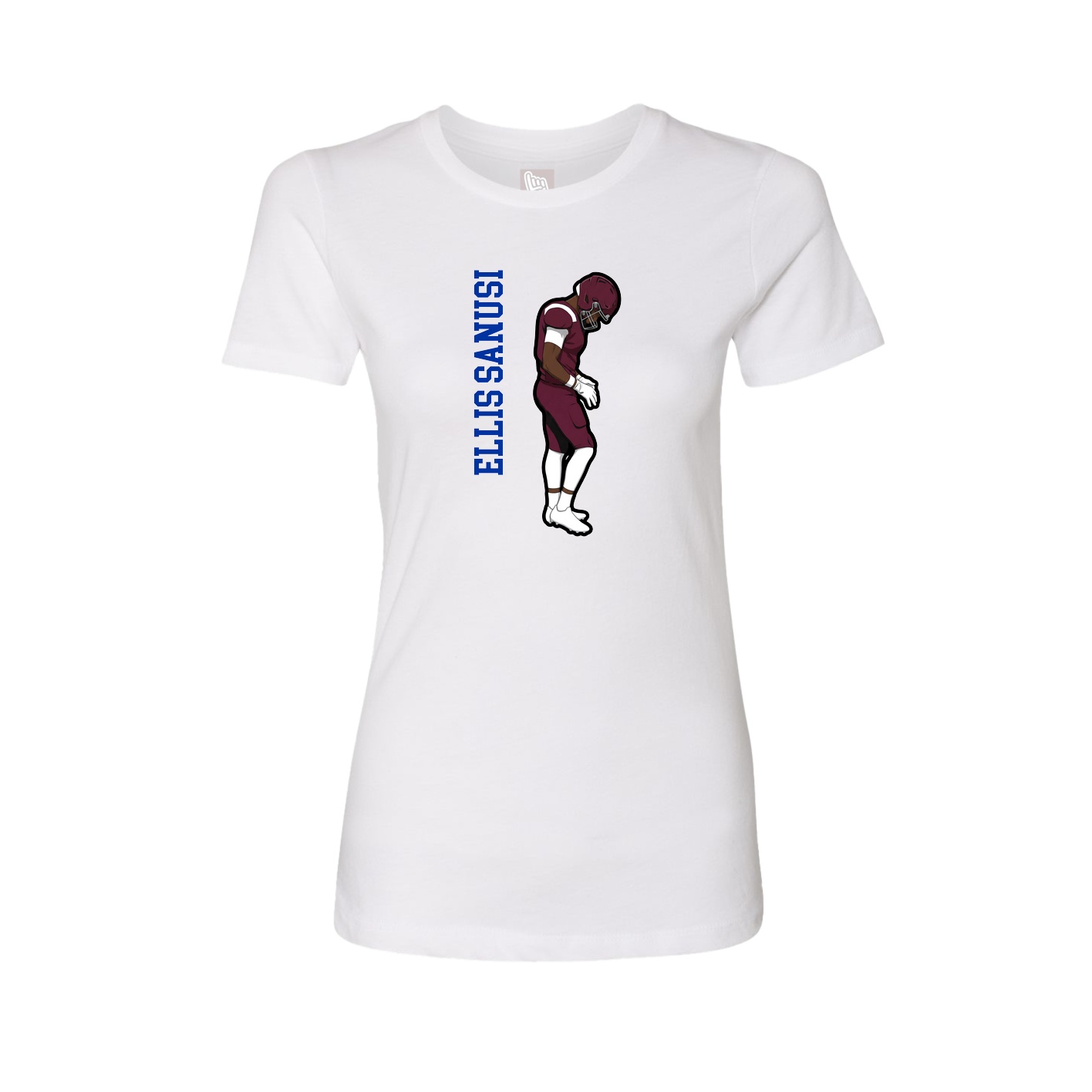 Fitted Women's Tee — Name Vertical in White