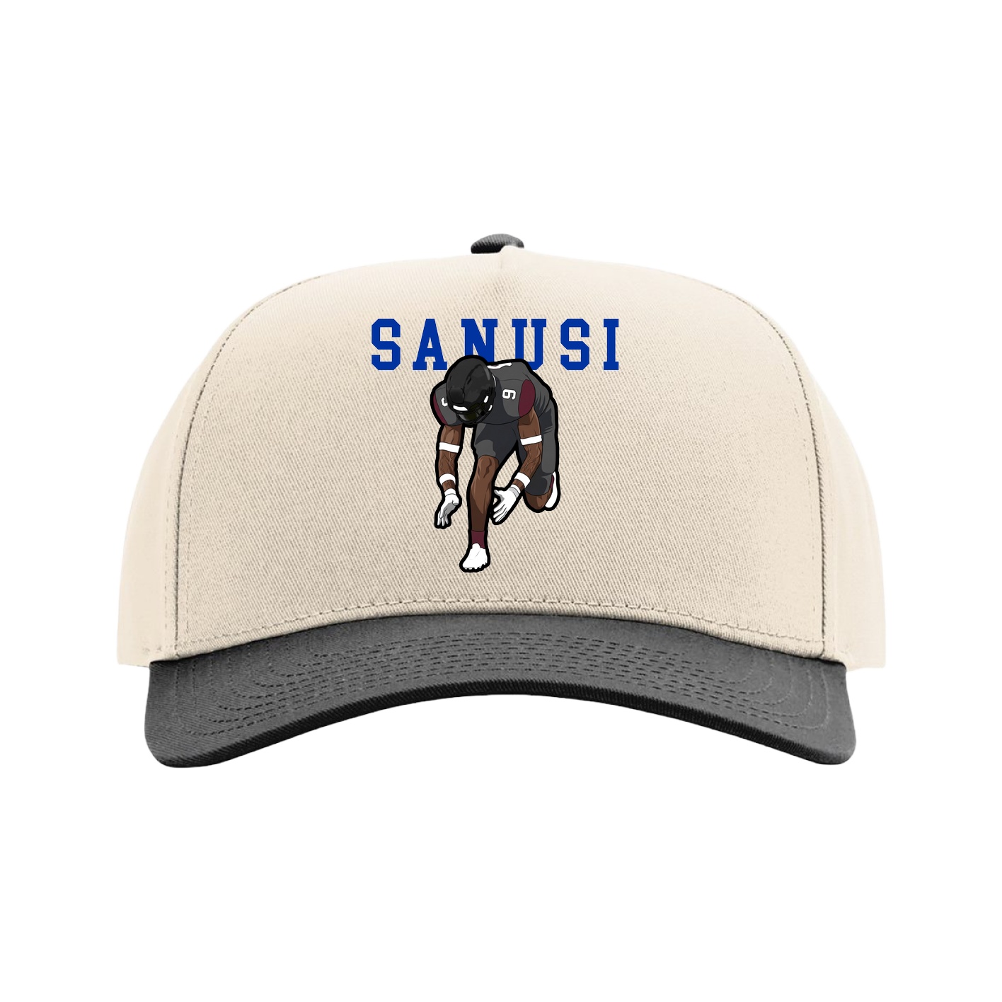 Full Fabric Five-Panel Champ Cap — Shirsey in Cream/Black