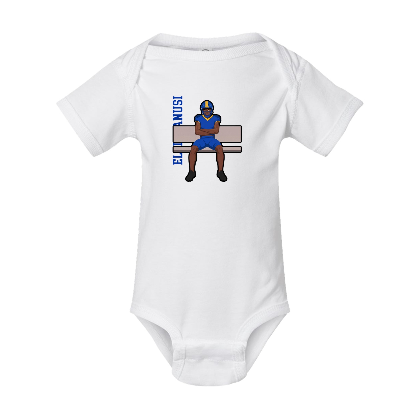 Baby Onesie — Name Vertical in White