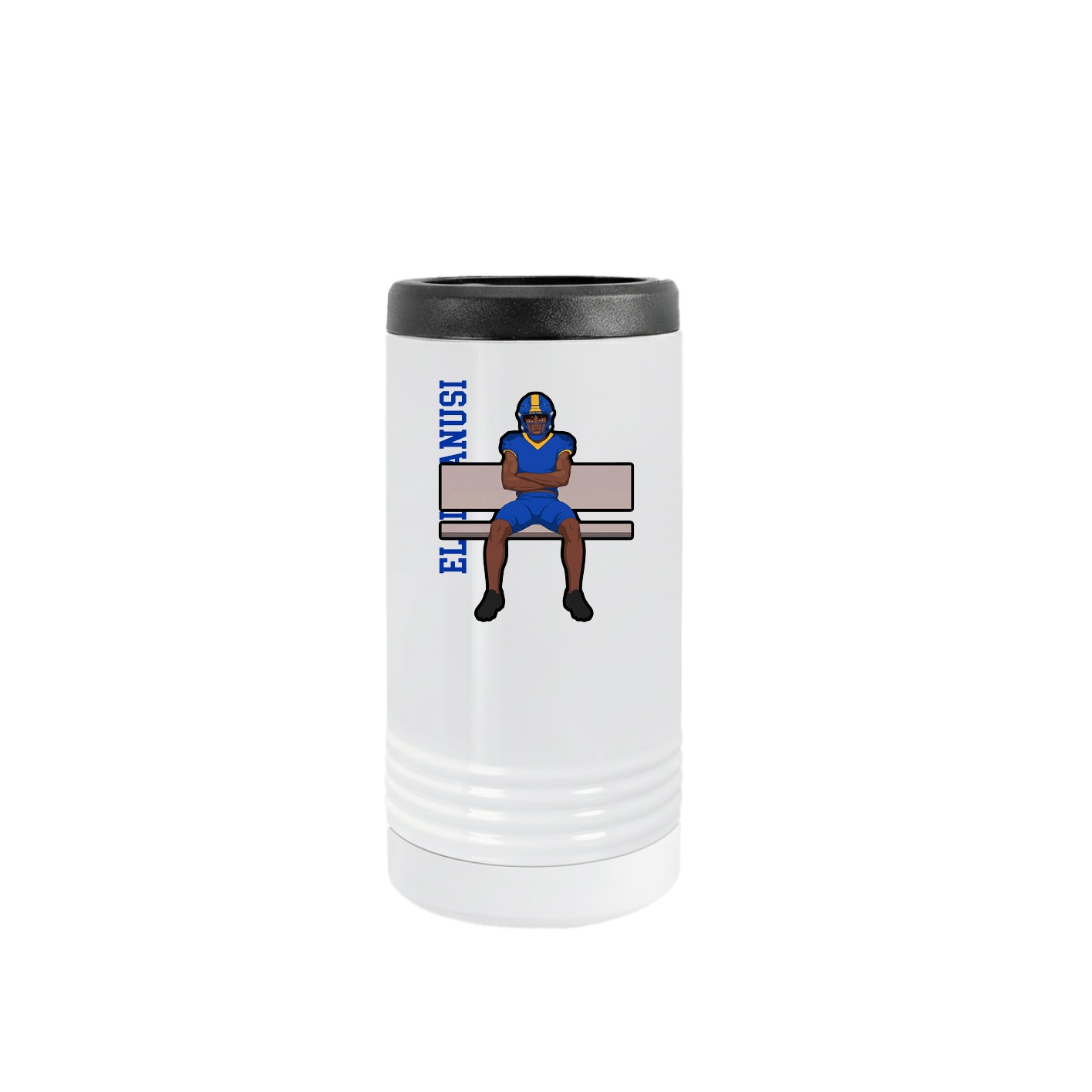 Slim Beverage Holder — Name Vertical in White