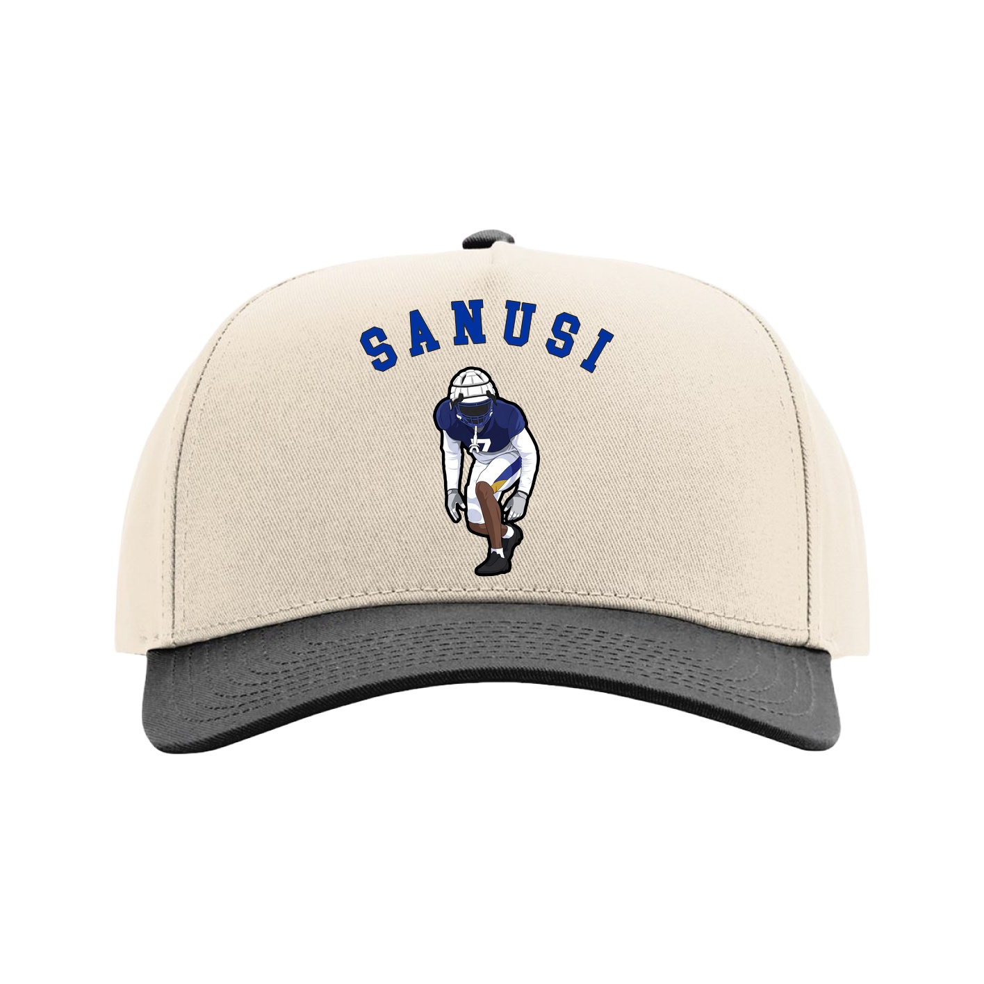 Full Fabric Five-Panel Champ Cap — Shirsey Arch in Cream/Black