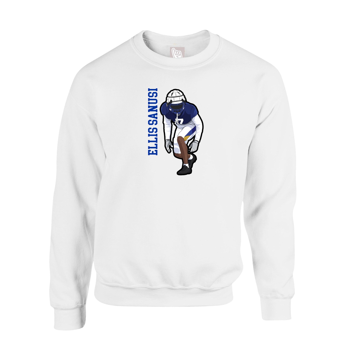 Fleece Crew — Name Vertical in White