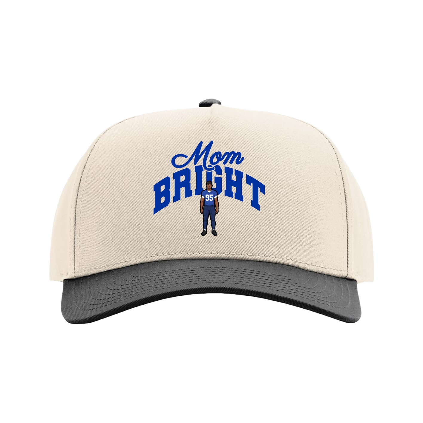 Full Fabric Five-Panel Champ Cap — Mothers Day Arch in Cream/Black