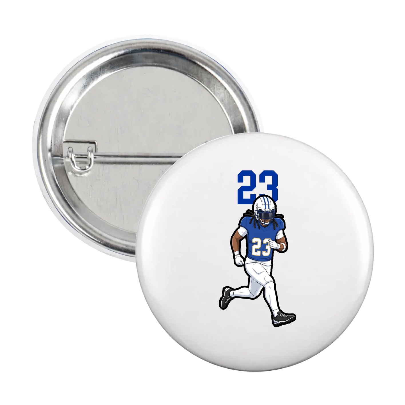 Game Day Button — Number Top in White