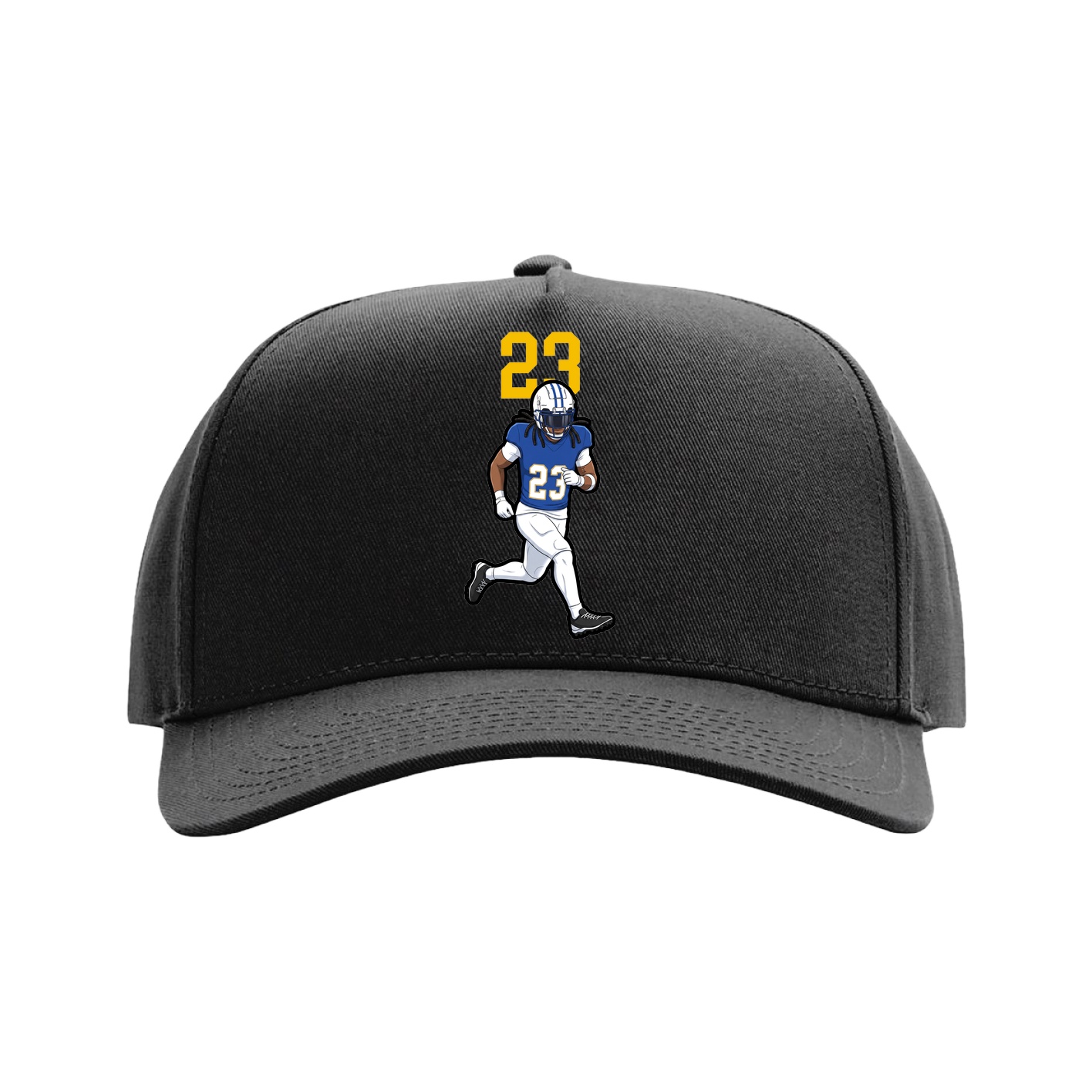 Full Fabric Five-Panel Champ Cap — Number Top in Black