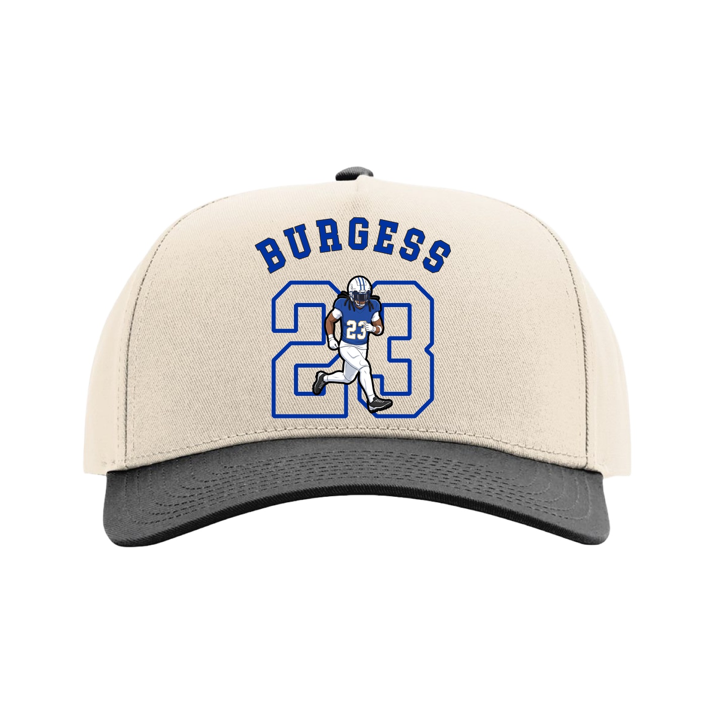 Full Fabric Five-Panel Champ Cap — Shirsey Arch in Cream/Black