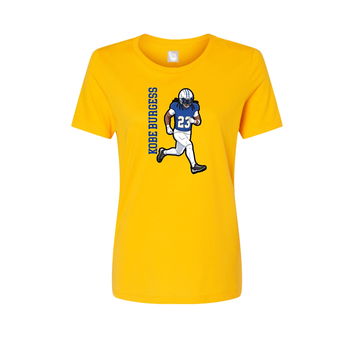 Womens Tee — Name Vertical in Gold
