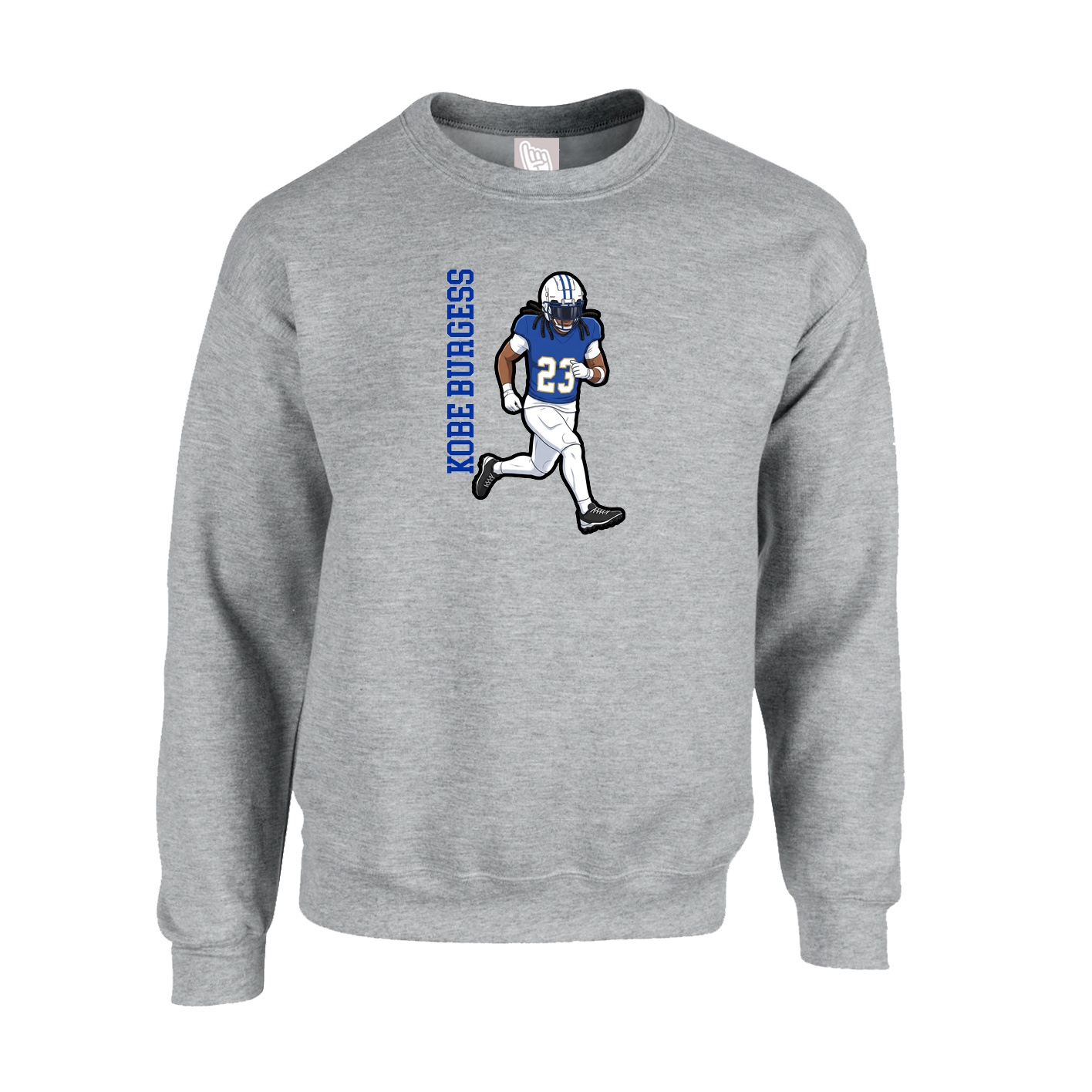 Fleece Crew — Name Vertical in Grey