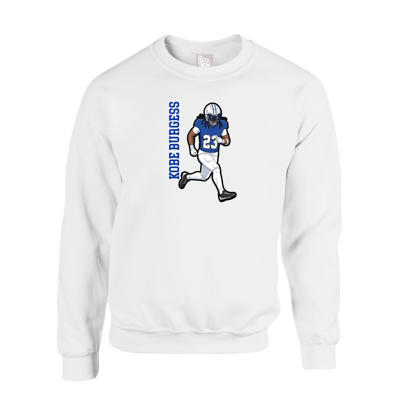 Fleece Crew — Name Vertical in White