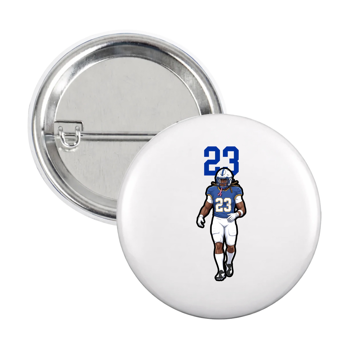 Game Day Button — Number Top in White