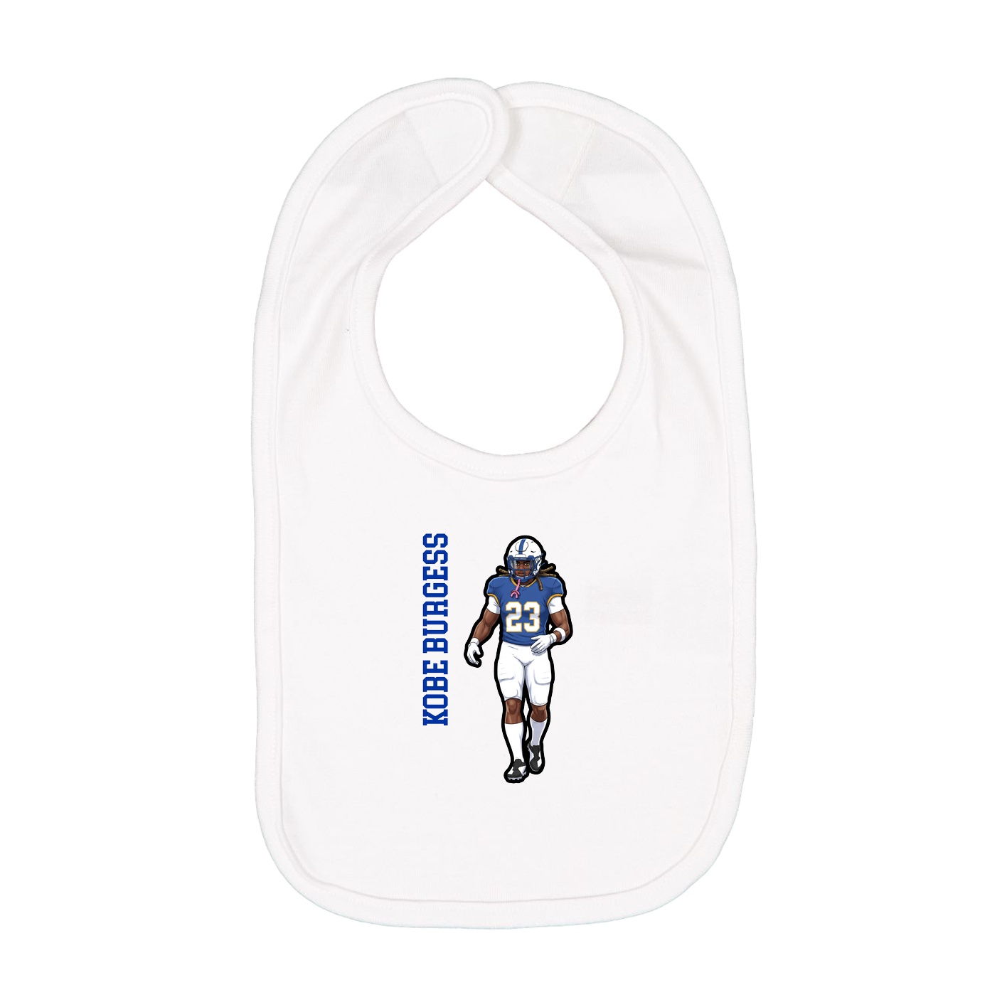 Infant Bib — Name Vertical in White