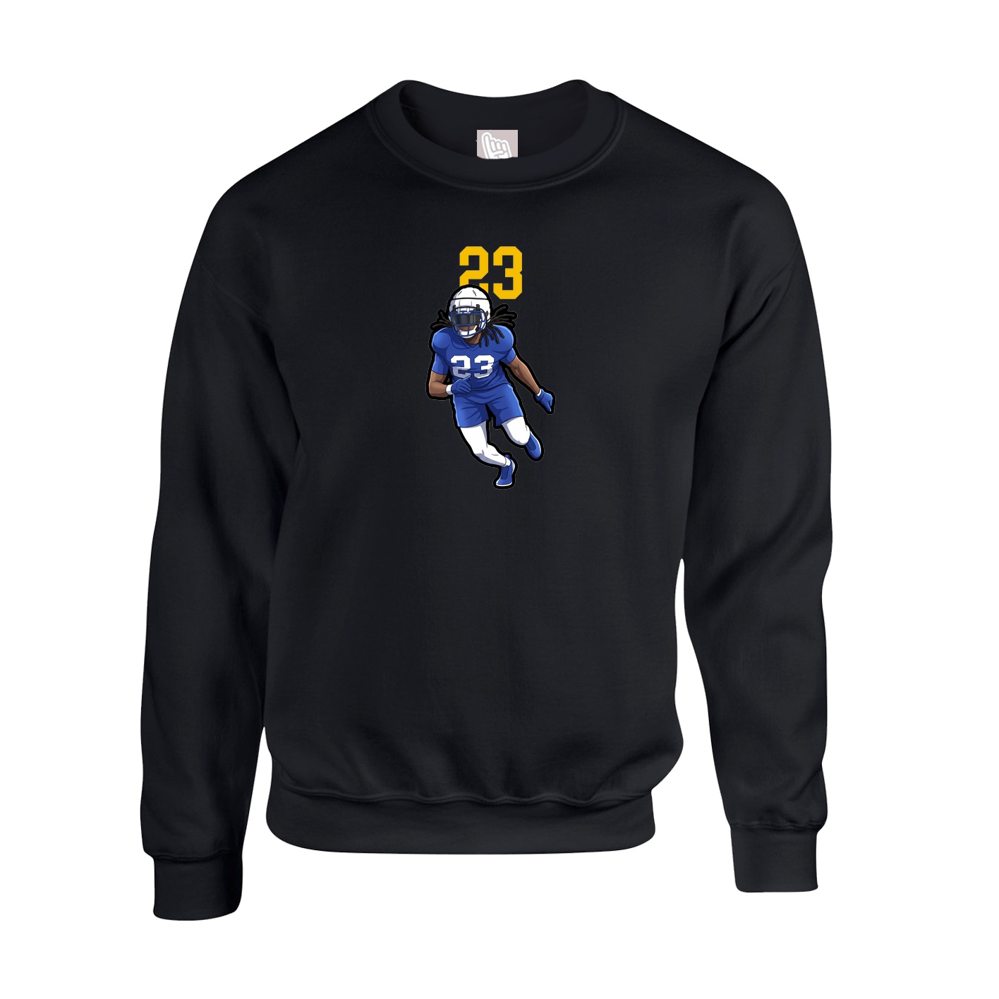 Fleece Crew — Number Top in Black
