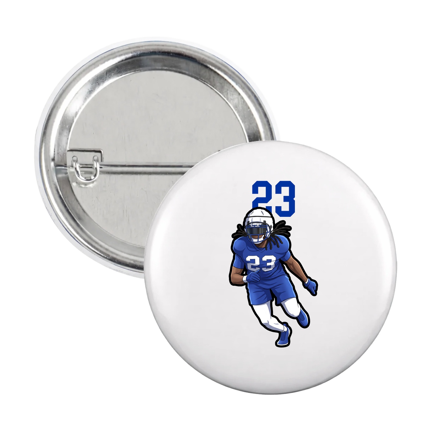 Game Day Button — Number Top in White