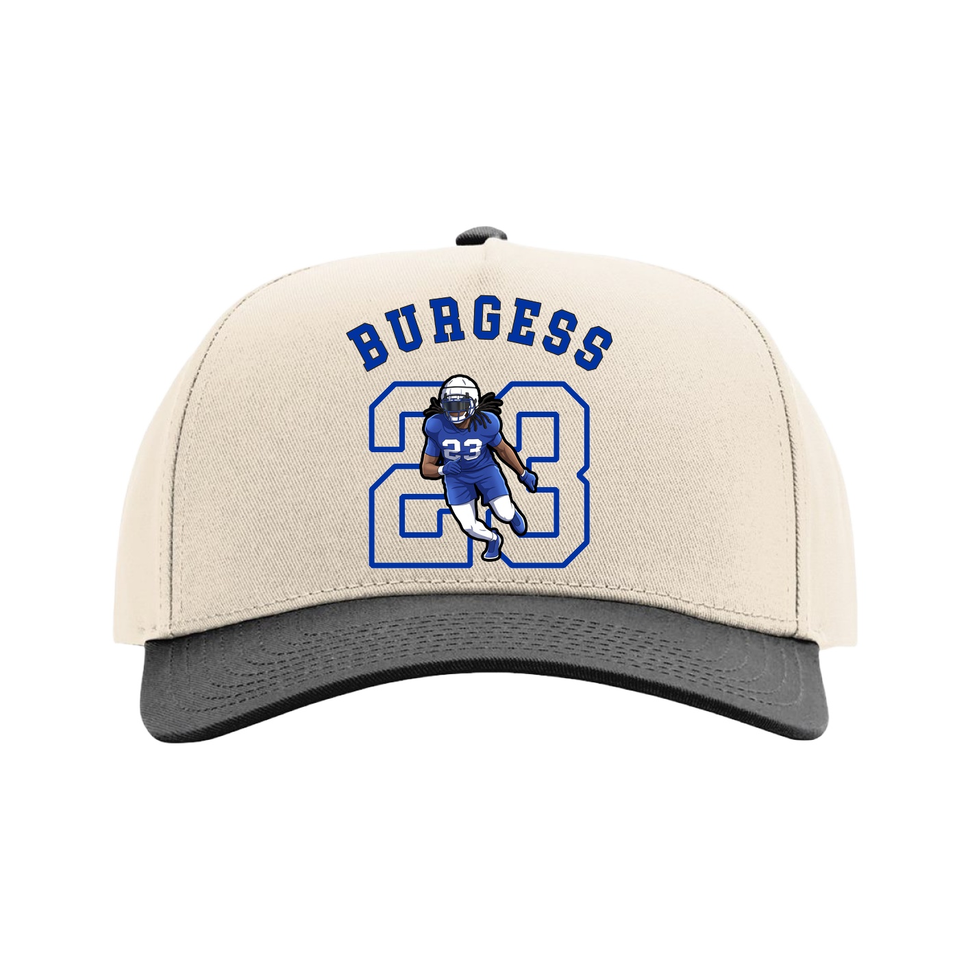 Full Fabric Five-Panel Champ Cap — Shirsey Arch in Cream/Black