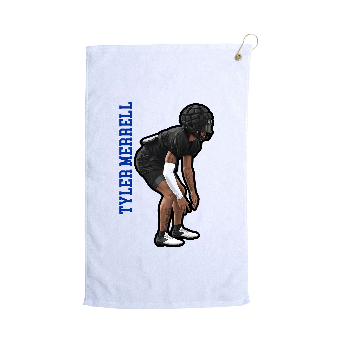 Golf Towel — Name Vertical in White