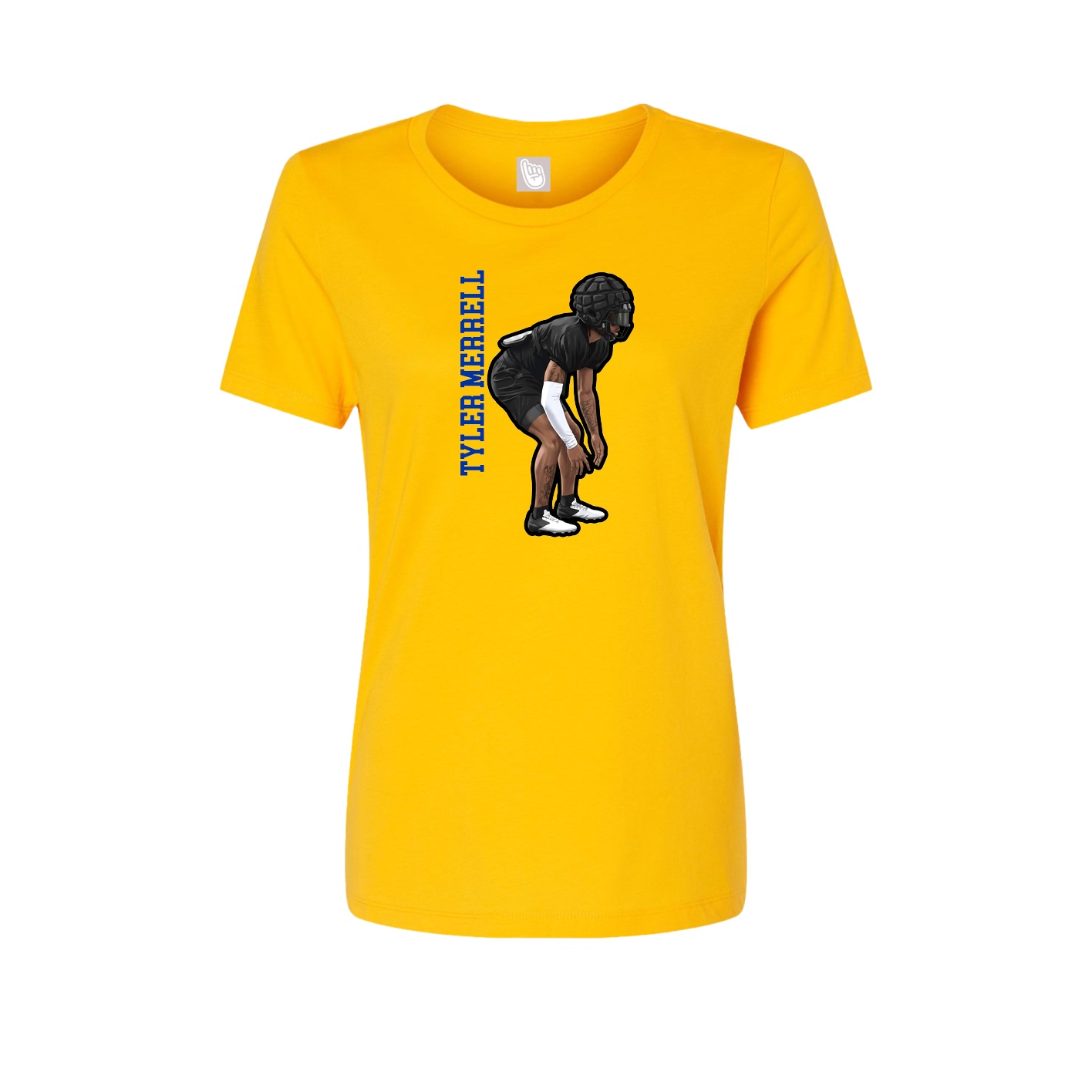 Womens Tee — Name Vertical in Gold