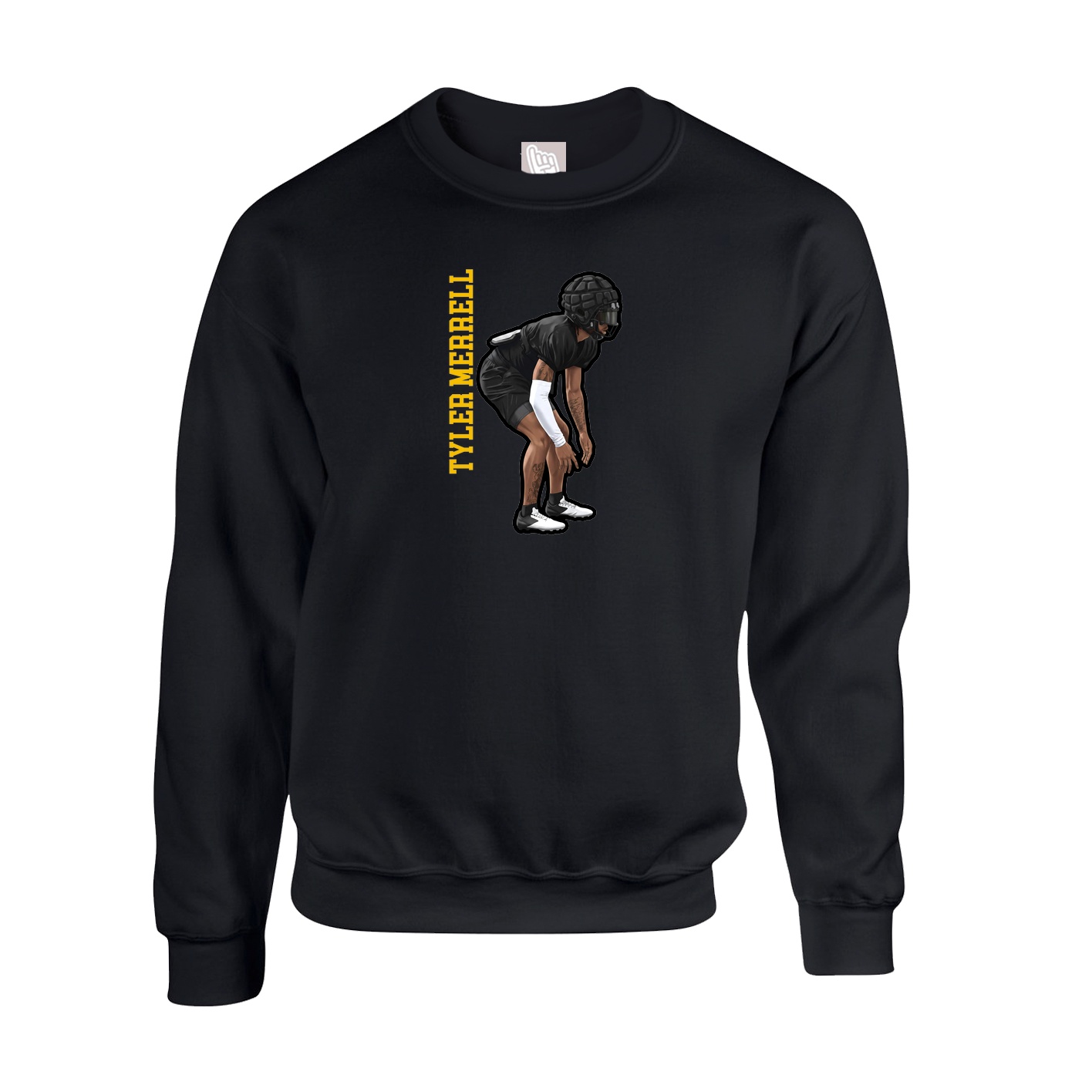 Fleece Crew — Name Vertical in Black