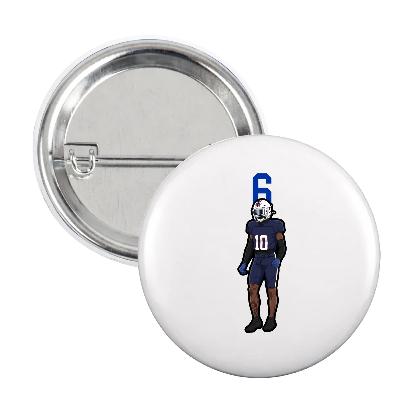 Game Day Button — Number Top in White