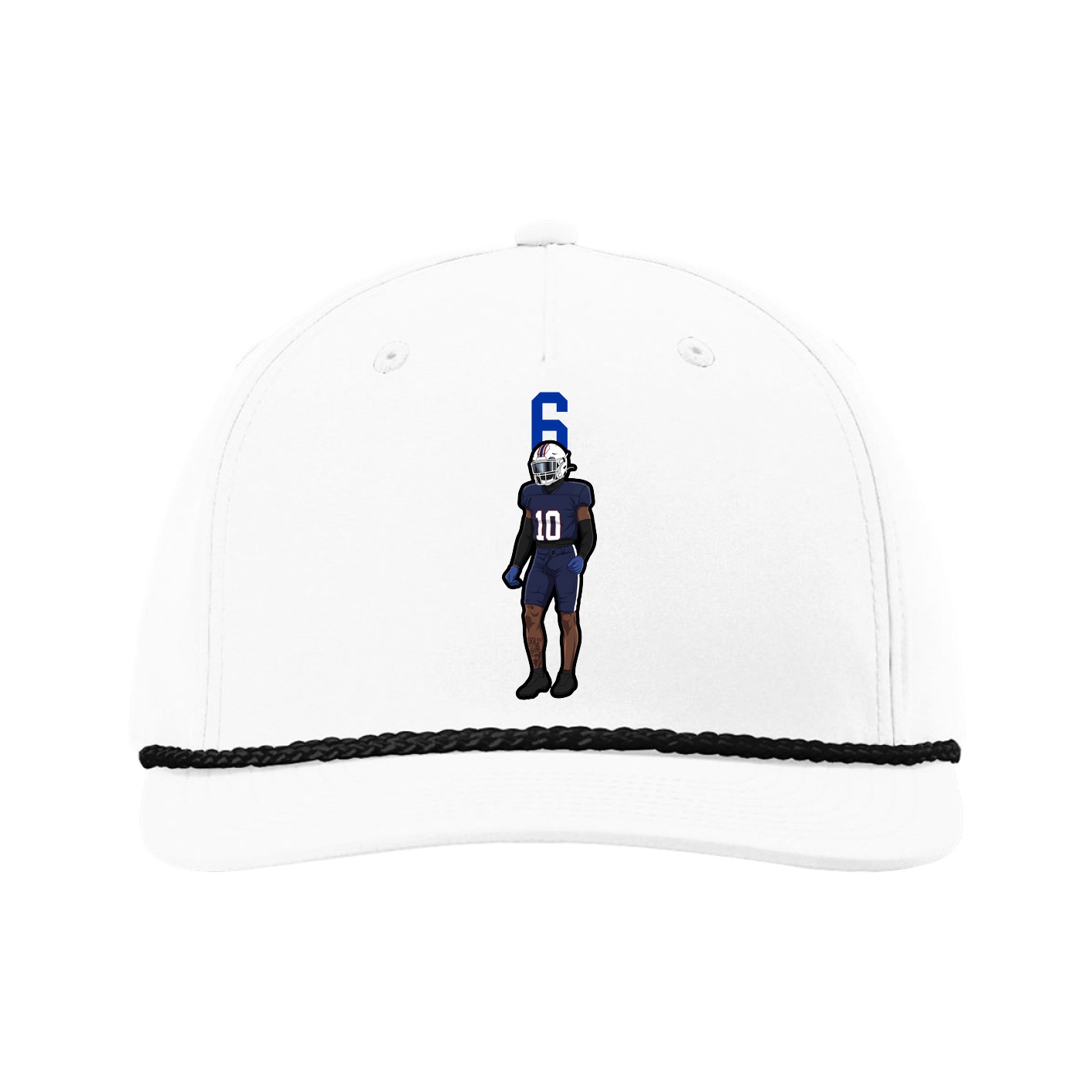 Five-Panel Classic Rope Cap — Number Top in White