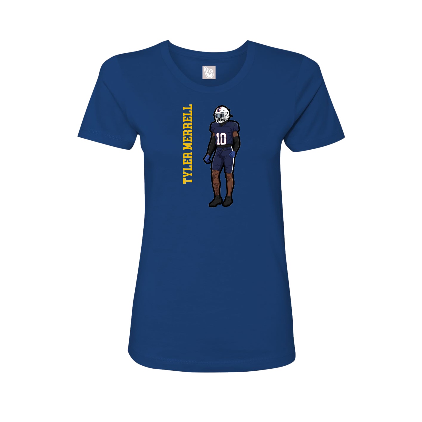 Fitted Women's Tee — Name Vertical in Royal