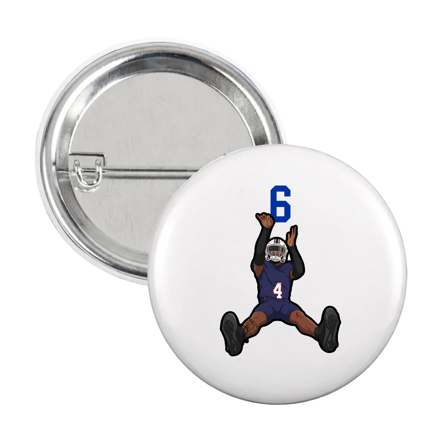 Game Day Button — Number Top in White