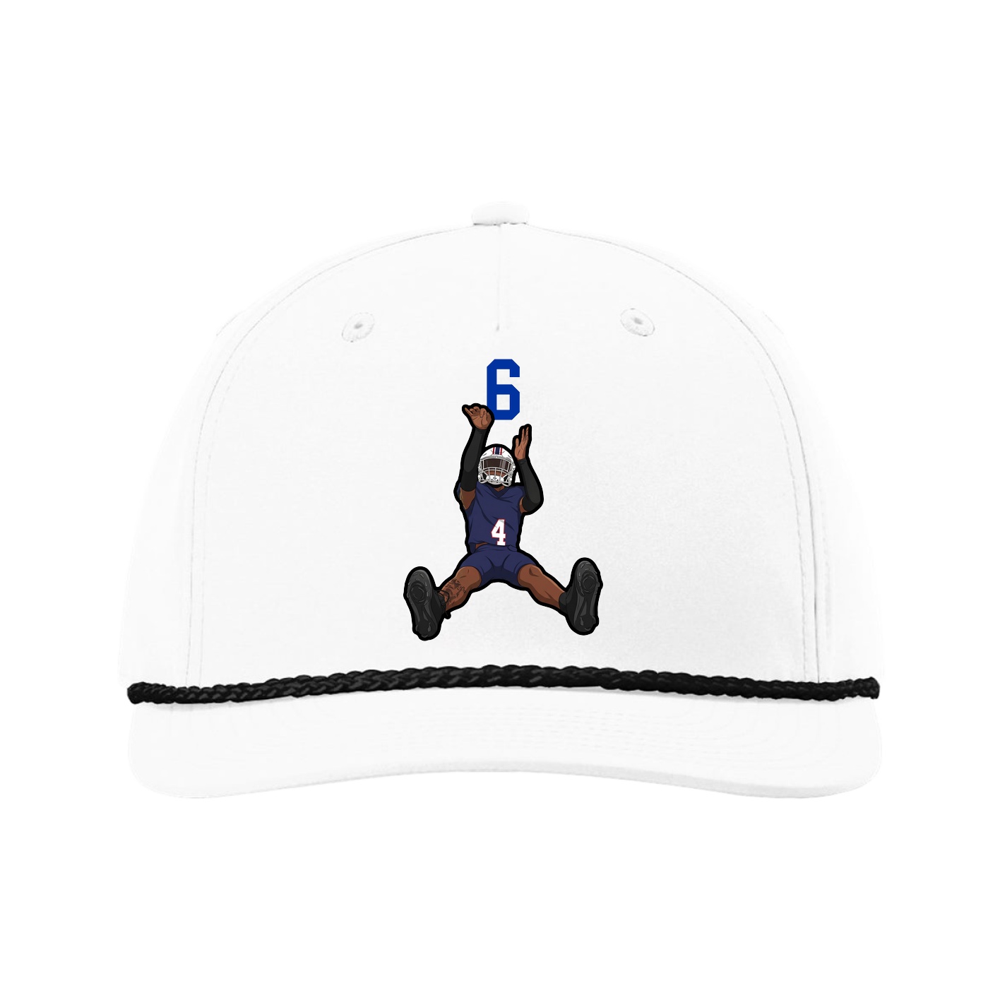 Five-Panel Classic Rope Cap — Number Top in White