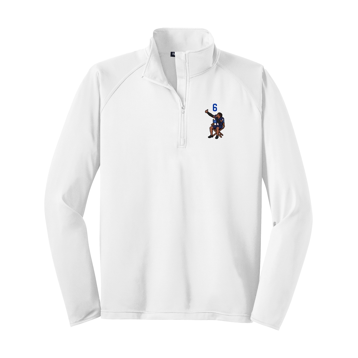 Q-Zip Pullover — Number Top in White