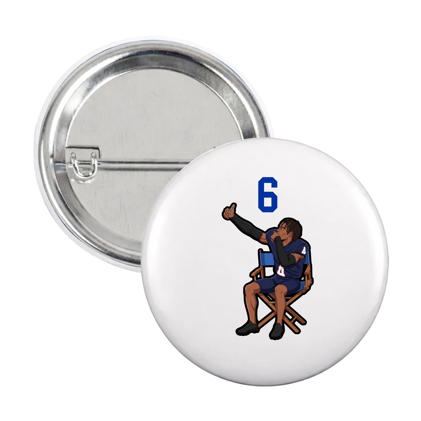 Game Day Button — Number Top in White