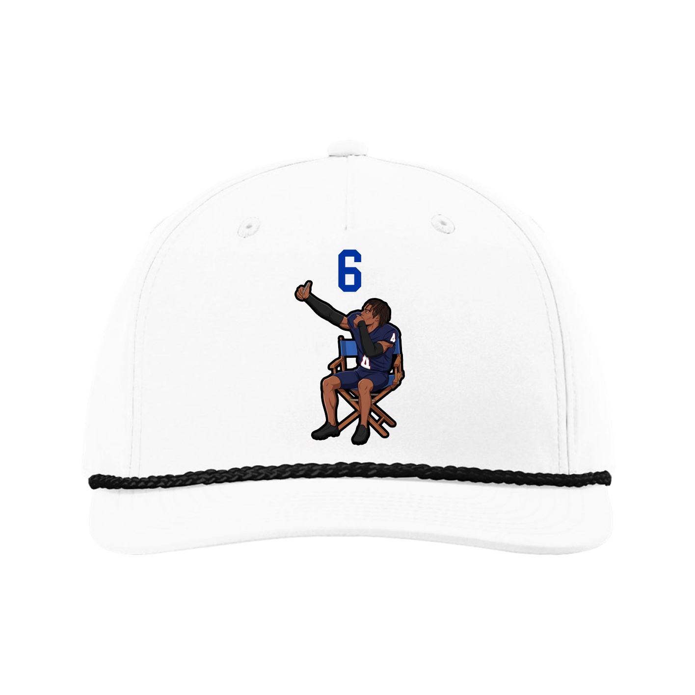 Five-Panel Classic Rope Cap — Number Top in White