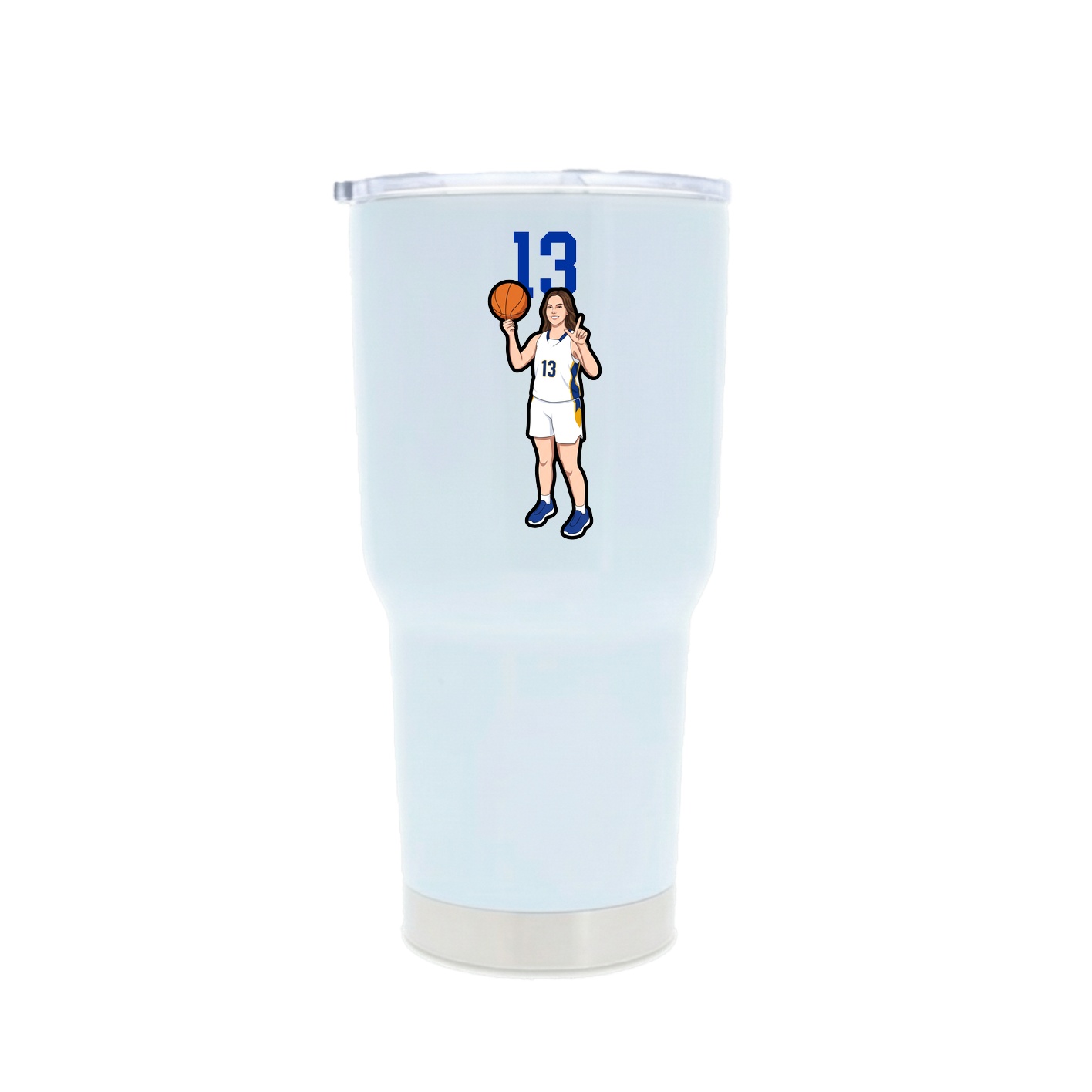 30oz Stainless Steel Tumbler — Number Top in White