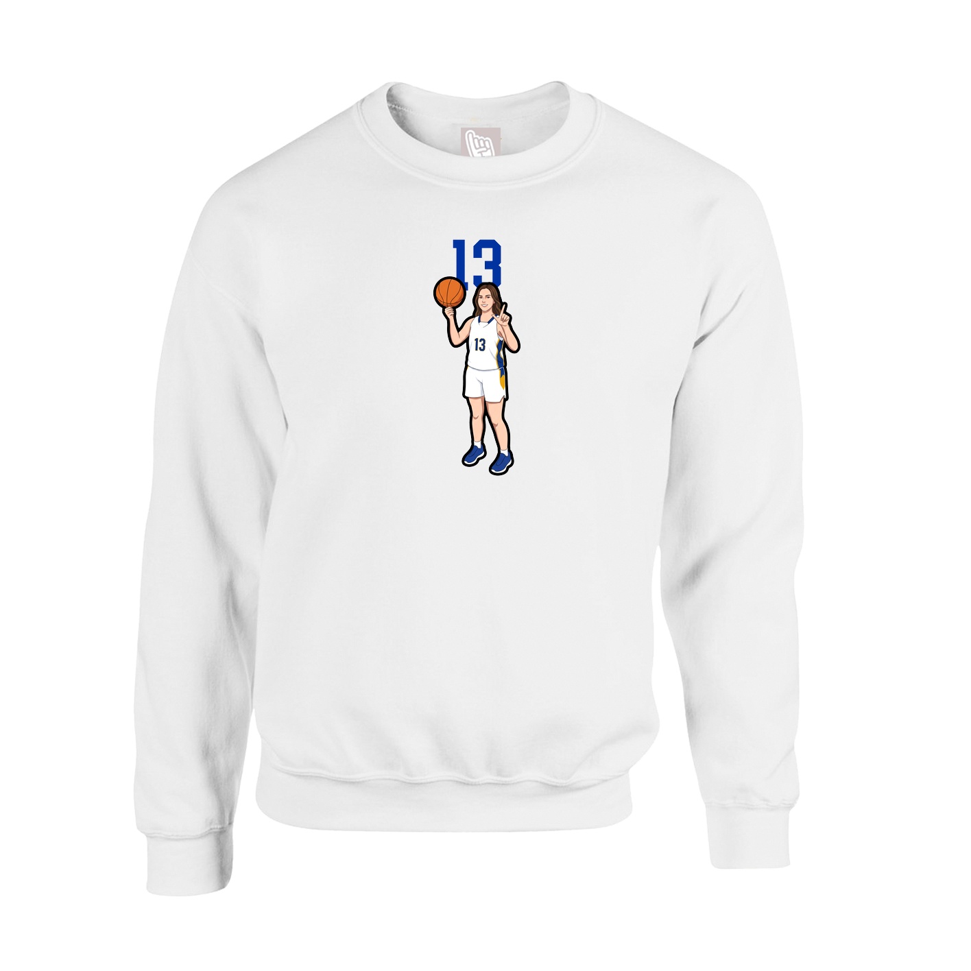 Fleece Crew — Number Top in White