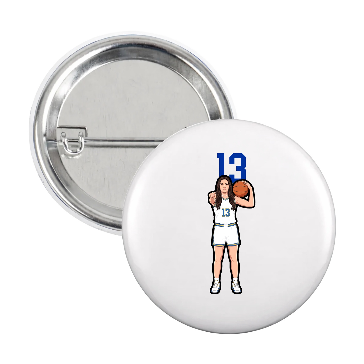 Game Day Button — Number Top in White