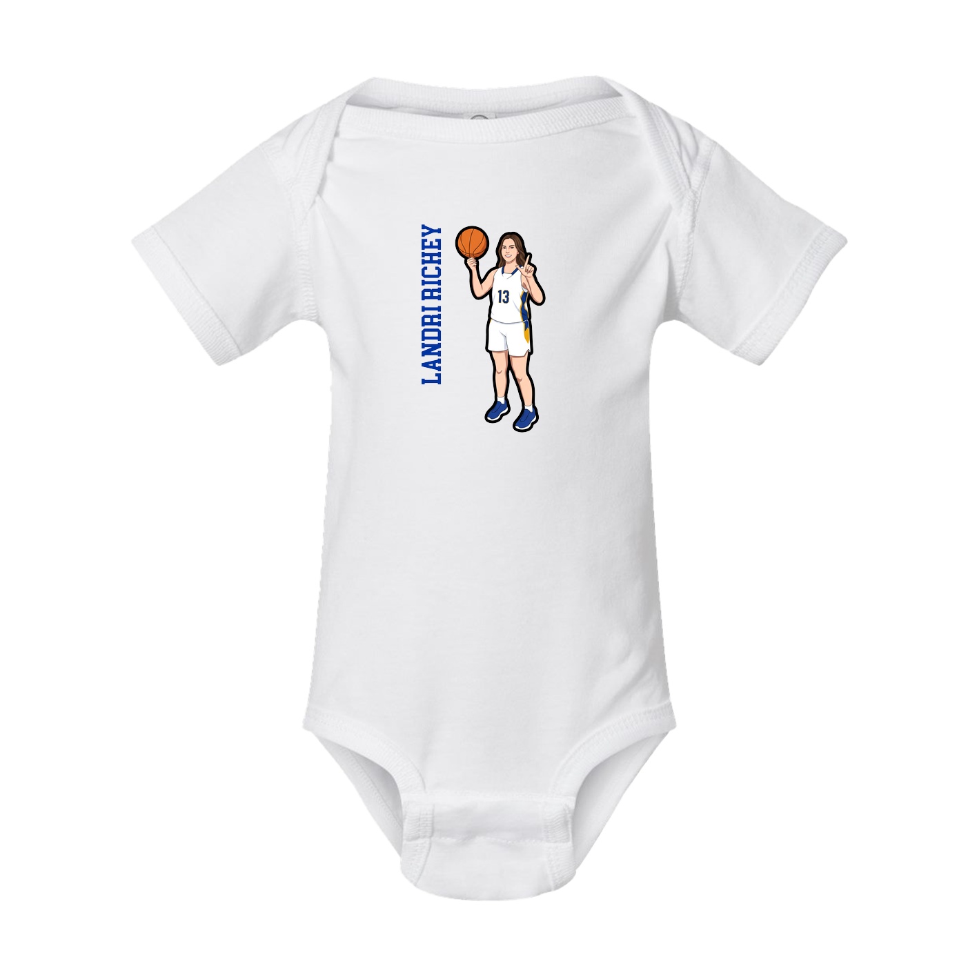 Baby Onesie — Name Vertical in White