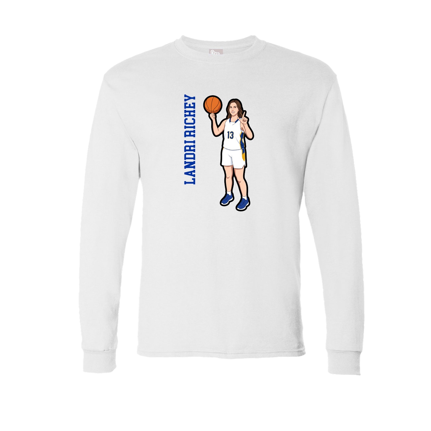 Long Sleeve Tee — Name Vertical in White