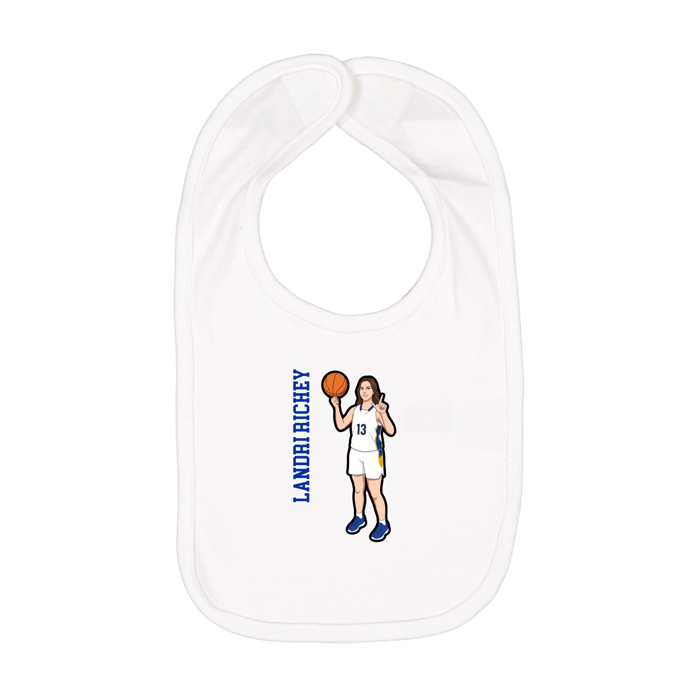 Infant Bib — Name Vertical in White