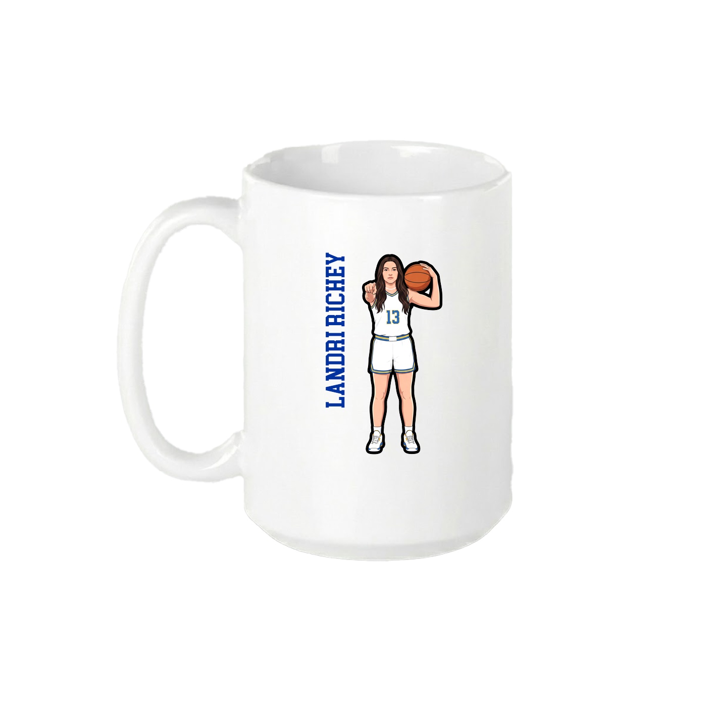 15oz Coffee Mug — Name Vertical in White